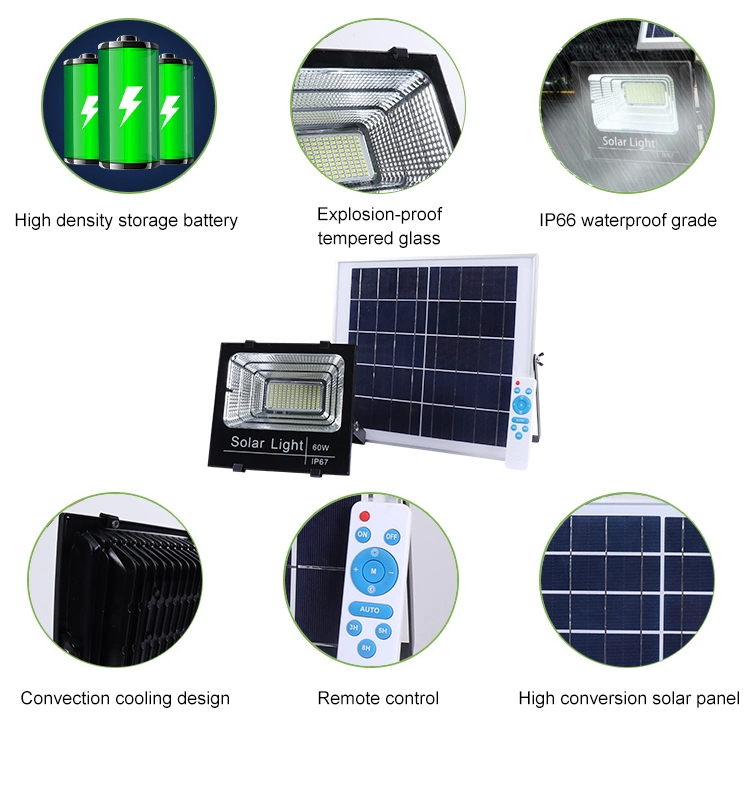 50W 100W 150W 200W IP65 Waterproof Outdoor Solar Powered Lamp LED Flood Light