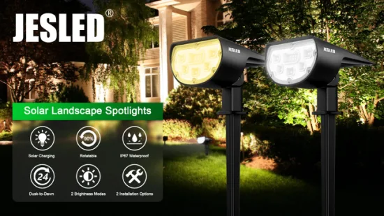 Jesled 14 LED Solar Paisagem Holofote Iluminação ao ar livre Lâmpada de parede sem fio Luzes solares de jardim para passarela